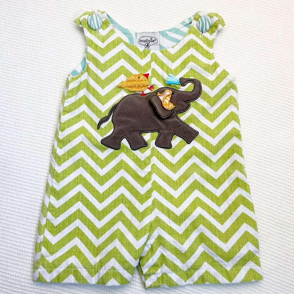 Mud Pie Chevron Elephant Romper